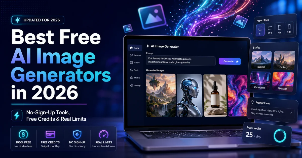 Best Free AI Image Generators in 2026: No-Sign-Up Tools, Free Credits and Real Limits